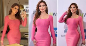 نسرين طافش فستان وردي فاخر